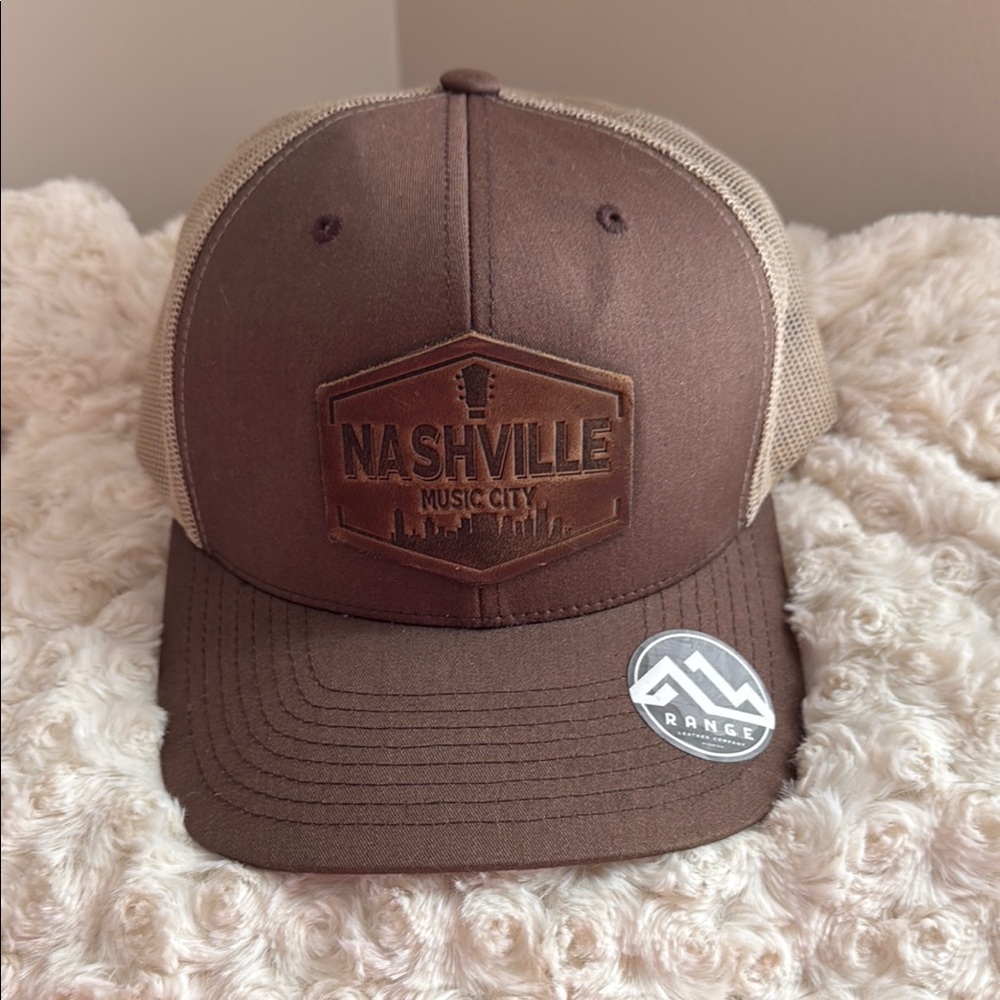NASHVILLE LEATHER PATCH BASEBALL HAT CAP - Picture 2 of 9